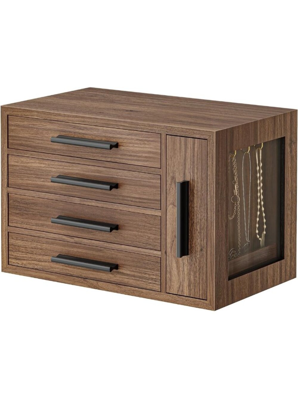 Elegant Wooden Jewelry Organizer with Transparent Window - Perfect Gift for